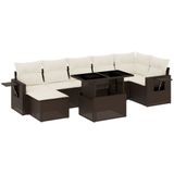 vidaXL 8-delige Loungeset met kussens poly rattan bruin