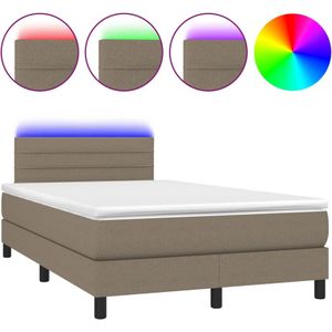 vidaXL Boxspring met matras en LED stof taupe 120x190 cm