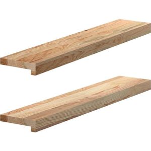 vidaXL Vensterbanken 2 st onbehandeld 80x15x2 cm massief eikenhout