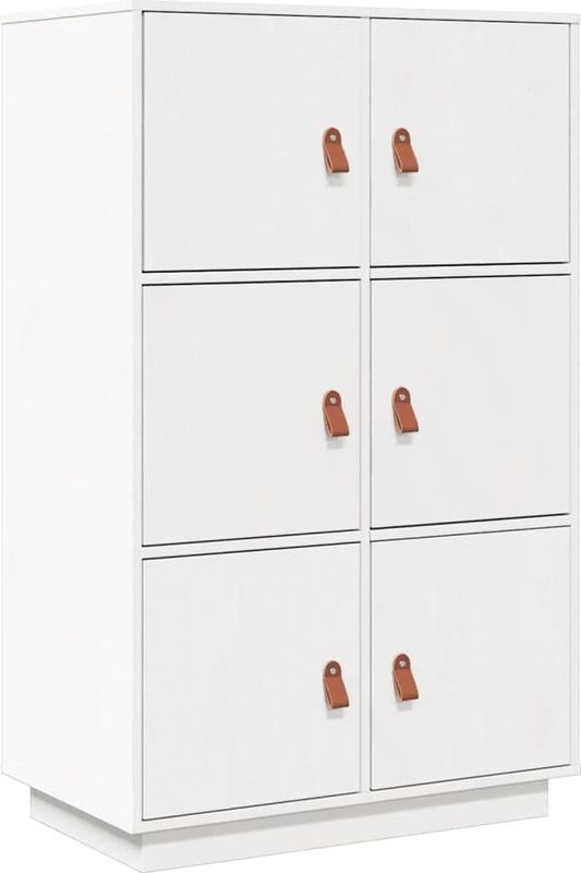 vidaXL - Hoge Kast - Wit - Massief Grenenhout - 6 Vakken