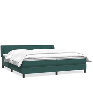 vidaXL Boxspringbed met matrassen 180x220 cm fluweel donkergroen