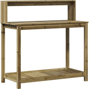 vidaXL Oppottafel met schappen 108x50x109,5 cm geïmpregneerd hout