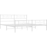 vidaXL Bedframe met hoofd- en voeteneinde metaal wit 183x213 cm