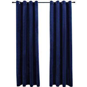 vidaXL-Gordijn-verduisterend-met-ringen-2-st-140x175-cm-fluweel-blauw