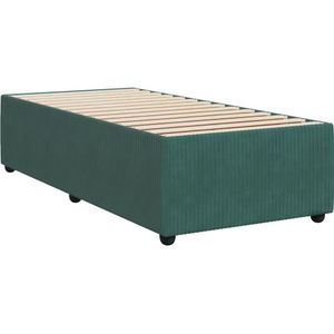 vidaXL Bedframe zonder matras 100x200 cm fluweel donkergroen