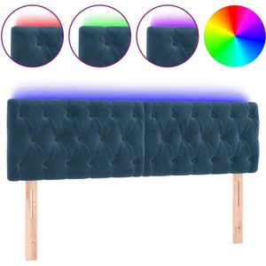 vidaXL Hoofdbord LED 144x7x78/88 cm fluweel donkerblauw