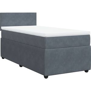 vidaXL - Boxspring - met - matras - fluweel - donkergrijsx200 - cm