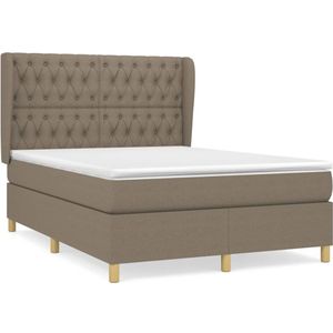 vidaXL Boxspring met matras stof taupe 140x200 cm