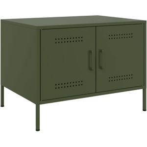 vidaXL Salontafel 68x50x50,5 cm staal olijfgroen