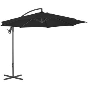 vidaXL Zweefparasol met stalen paal 300 cm zwart