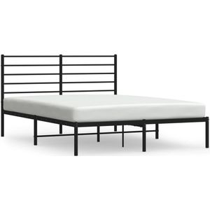 vidaXL Bedframe met hoofdbord metaal zwart 140x190 cm