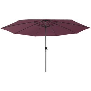 VidaXL Parasol LED-verlichting Metalen Paal 400 cm Bordeauxrood