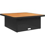 vidaXL Tuintafel 110x110x71 cm poly rattan en massief acaciahout zwart