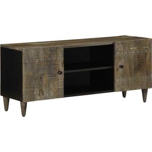 vidaXL Tv-meubel 105x33,5x46 cm massief mangohout lichtgrijs