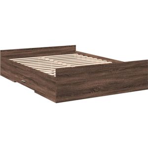 vidaXL Bedframe met lades bewerkt hout bruineikenkleurig 140x190 cm