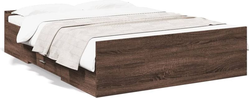 vidaXL Bedframe met lades bewerkt hout bruin eikenkleur 140x190 cm