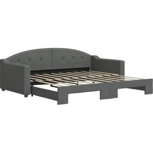vidaXL Slaapbank met onderschuifbed 90x190 cm stof donkergrijs
