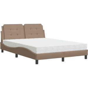 vidaXL Bed met matras kunstleer cappuccinokleurig 120x200 cm