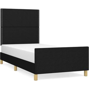 vidaXL-Bedframe-met-hoofdbord-stof-zwart-90x200-cm