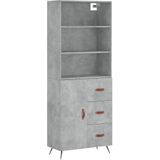 vidaXL Hoge kast 69,5x34x180 cm bewerkt hout betongrijs
