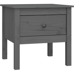 vidaXL Bijzettafel 50x50x49 cm massief grenenhout grijs