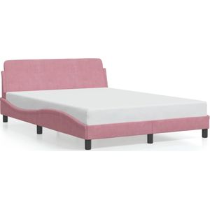 vidaXL Bedframe met hoofdeinde zonder matras 120x200 cm fluweel roze