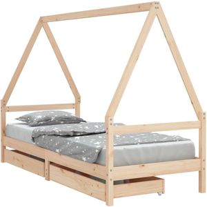 vidaXL Kinderbedframe met lades 80x200 cm massief grenenhout