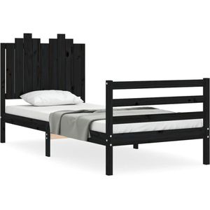 vidaXL-Bedframe-met-hoofdbord-massief-hout-zwart-90x200-cm