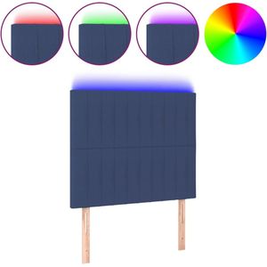 vidaXL Hoofdbord LED 80x5x118/128 cm stof blauw
