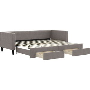 vidaXL Slaapbank met onderschuifbed en lades 80x200 cm stof taupe