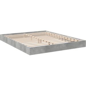 vidaXL Bedframe bewerkt hout betongrijs 150x200 cm