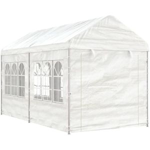 vidaXL Prieel met dak 4,46x2,28x2,69 m polyetheen wit