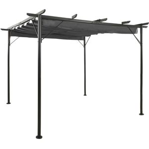 vidaXL Pergola met uittrekbaar dak 180 g/m² 3x3 m staal antracietkleur