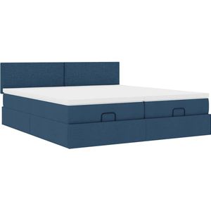 vidaXL Ottoman bed met matrassen 180x200cm stof blauw