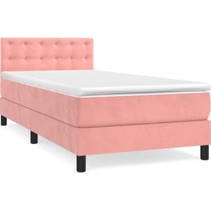 VidaXL Boxspring Matras Fluweel Roze 90x190 cm