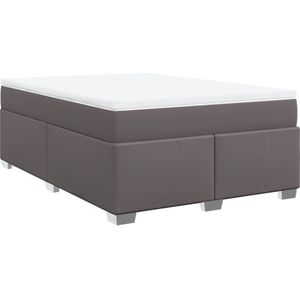 vidaXL Boxspring met matras kunstleer grijs 140x190 cm