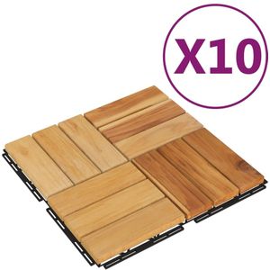 vidaXL Terrastegels 10 st 30x30 cm massief teakhout