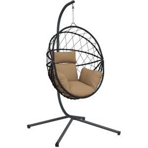 vidaXL - Hangstoel - Rattan - Staal - Taupe