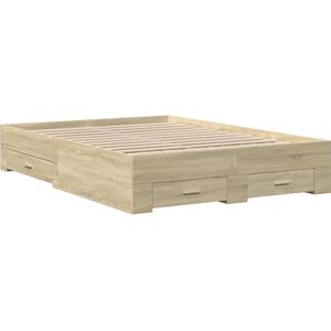vidaXL Bedframe met lades bewerkt hout sonoma eikenkleurig 140x190 cm
