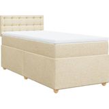 vidaXL Boxspring met matras stof crèmekleurig 90x200 cm