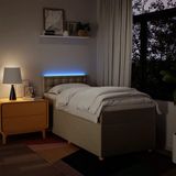vidaXL Boxspring met matras stof crèmekleurig 90x200 cm
