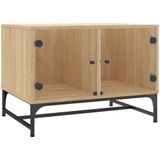 vidaXL Salontafel met glazen deuren 68,5x50x50 cm sonoma eikenkleurig