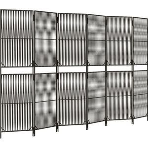 vidaXL Kamerscherm 6 panelen poly rattan grijs