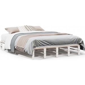 vidaXL Bedframe zonder matras massief grenenhout wit 120x190 cm