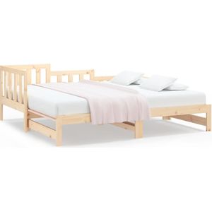 vidaXL Slaapbank uitschuifbaar massief grenenhout 2x(90x190) cm