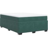 vidaXL Boxspring met matras fluweel donkergroen 140x190 cm