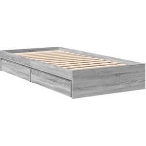 vidaXL Bedframe met lades bewerkt hout grijs sonoma eiken 100x200 cm