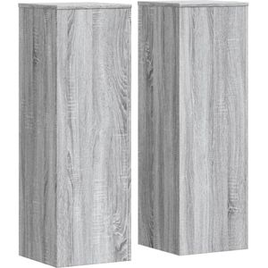 vidaXL Plantenstandaards 2 st 33x33x100 cm bewerkt hout grijs sonoma