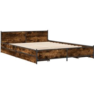 vidaXL Bedframe met lades bewerkt hout gerookt eikenkleurig 140x200 cm