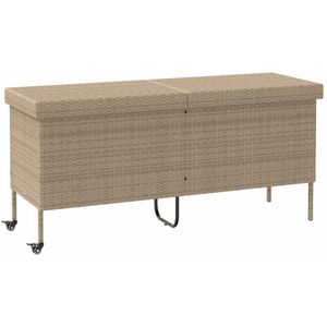 vidaXL Tuinbox met wielen 160x55x75 cm poly rattan beige